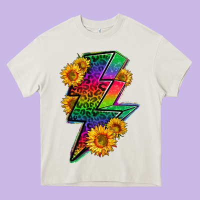 Lgbtq+ Lightnin' Bolt With Sunflower Heavy Core Tee Designed By Bundleandbundleshop
