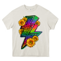 Cream LGBTQ+ Lightnin' Bolt With Sunflower Heavy Core Tee - BundleAndBundleShop