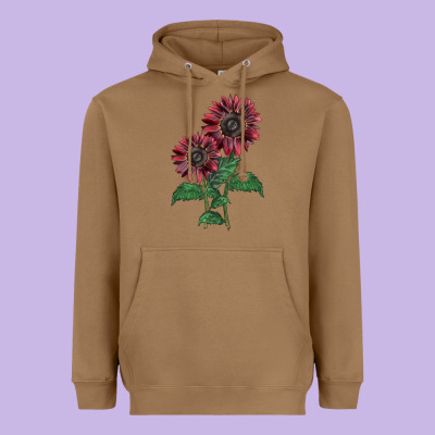 2 Chocolate Sunflower Heavyweight Hoodie Designed By Lillyallendesigns