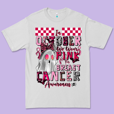 Pink Ghost Breast Cancer Awareness Premium Tee Designed By Lillyallendesigns