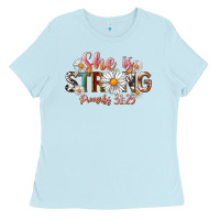 Baby Blue Western She Is Strong Ladies Tee - LillyAllenDesigns