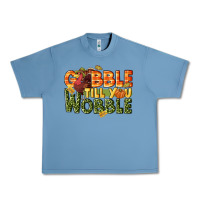 Pebble Blue Gobble till you wobble turkey thanksgiving Urban Heavy Tee - NancyCooperArtShop