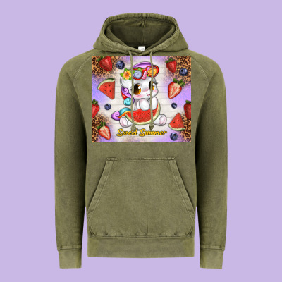Sweet Summer Cute Unicorn Vintage Hoodie Designed By Tumblerdesignbyshophia
