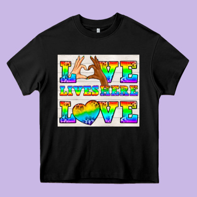 Western Lgbtq+ Love Lives Here Tumbler Heavy Core Tee Designed By Bundleandbundleshop