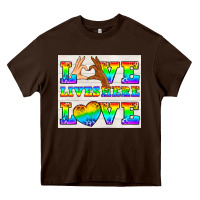 Chocolate Brown Western LGBTQ+ Love Lives Here Tumbler Heavy Core Tee - BundleAndBundleShop