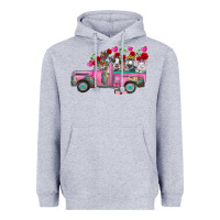Heather Grey farm animals valentine truck Heavyweight Hoodie - RacoonDesign