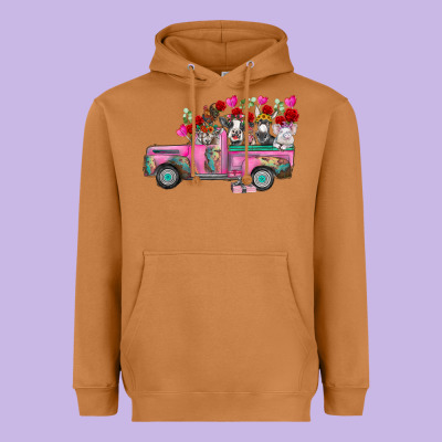 Farm Animals Valentine Truck Heavyweight Hoodie Designed By Racoondesign