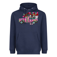 Navy farm animals valentine truck Heavyweight Hoodie - RacoonDesign