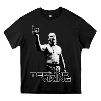 Black techno viking Heavy Core Tee - lanVoArt