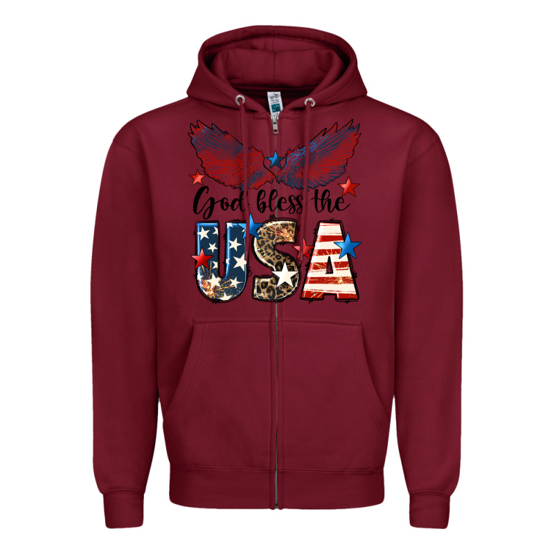 Western God Bless The Usa 4th Of July Zipper Hoodie by LillyAllenDesigns | Teevron
