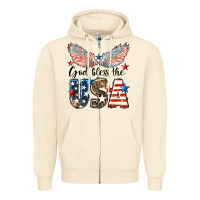 Sandshell Western God Bless The USA 4th of July Zipper Hoodie - LillyAllenDesigns