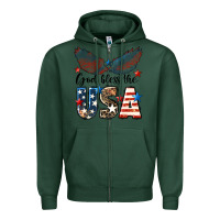 Sports Green Western God Bless The USA 4th of July Zipper Hoodie - LillyAllenDesigns
