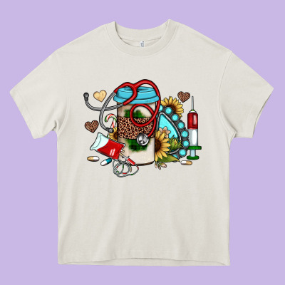 Christmas Sunflower Gemstone Nurse Heavy Core Tee Designed By Jahusdesignshop