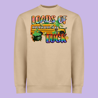 Loads Of Luck With School Bus St. Patrick's Day Heavyweight Sweatshirt Designed By Fadigitalartstudio