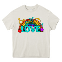 Cream Western LGBTQ+ Love Rainbow Heavy Core Tee - BundleAndBundleShop