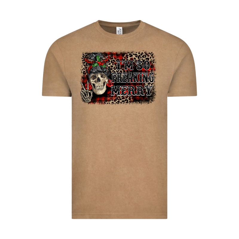I'm So Freaking Merry Skeleton Messy Bun Vintage Tee by NancyCooperArtShop | Teevron