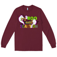 Burgundy say boo and scary on Long Sleeve Tee - CowGirlArtShop