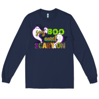 Navy say boo and scary on Long Sleeve Tee - CowGirlArtShop