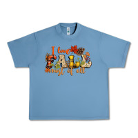 Pebble Blue I love Fall most of Fall Urban Heavy Tee - NancyCooperArtShop