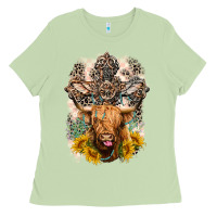 Matcha Western Heifer Cow with crosses Ladies Tee - LillyAllenDesigns