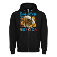 Black God Bless America Zipper Hoodie - LillyAllenDesigns