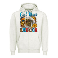 Oatmeal Heather God Bless America Zipper Hoodie - LillyAllenDesigns