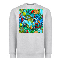 Heather Grey boy child coffee cup and teddy bear with thunderbolts and camouflage s Heavyweight Sweatshirt - BundleAndBundleShop