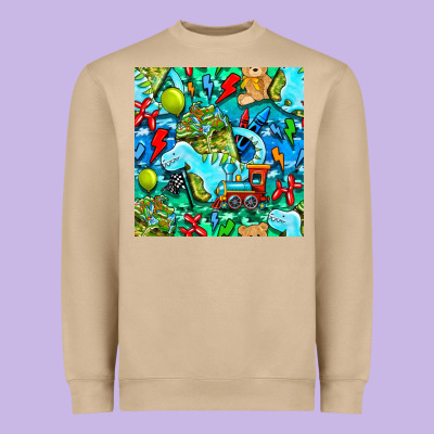 Boy Child Coffee Cup And Teddy Bear With Thunderbolts And Camouflage S Heavyweight Sweatshirt Designed By Bundleandbundleshop