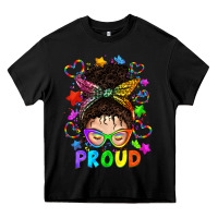 Black LGBTQ+ Messy Bun With Colorful Stars Heavy Core Tee - BundleAndBundleShop