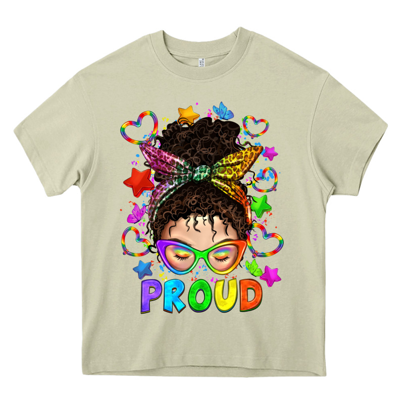 Lgbtq+ Messy Bun With Colorful Stars Heavy Core Tee by BundleAndBundleShop | Teevron