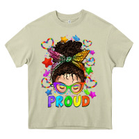 Mossy LGBTQ+ Messy Bun With Colorful Stars Heavy Core Tee - BundleAndBundleShop