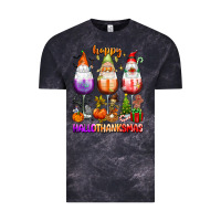 Cloud Black Happy Hallothanksmas wine glasses and gnomes Vintage Tee - texasbilliewilder