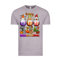 Vintage Zinc Happy Hallothanksmas wine glasses and gnomes Vintage Tee - texasbilliewilder
