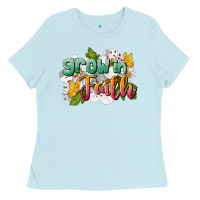 Baby Blue Grow In Faith Ladies Tee - LillyAllenDesigns