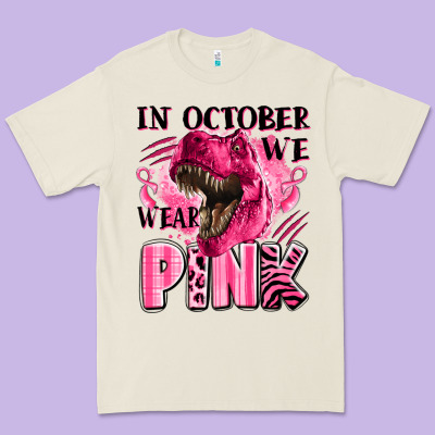 In October We Wear Pink Dinosaur Premium Tee Designed By Lillyallendesigns