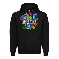 Black Your Text Stich Zipper Hoodie - CowhideDigitalArt