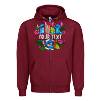 Burgundy Your Text Stich Zipper Hoodie - CowhideDigitalArt