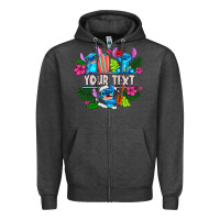 Charcoal Heather Your Text Stich Zipper Hoodie - CowhideDigitalArt