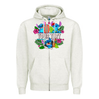 Oatmeal Heather Your Text Stich Zipper Hoodie - CowhideDigitalArt
