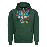 Sports Green Your Text Stich Zipper Hoodie - CowhideDigitalArt