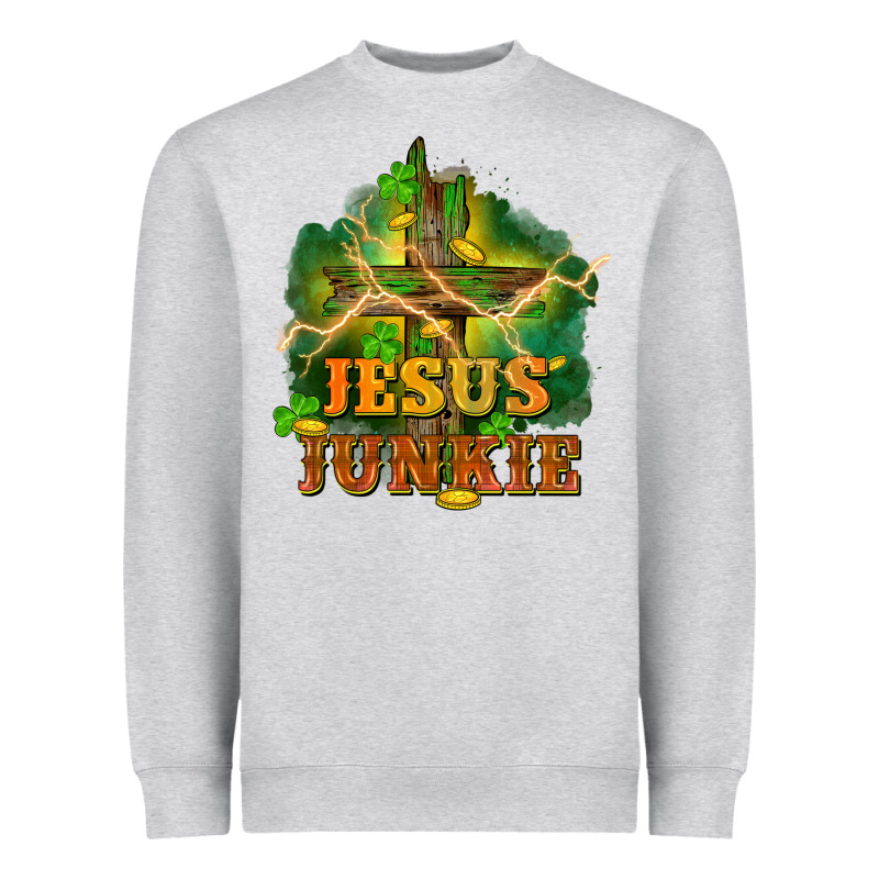 Jesus Junkie St. Patricks Day Heavyweight Sweatshirt by FaDigitalArtStudio | Teevron
