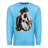 Ocean Blue paint horse Premium Sweatshirt - LillyAllenDesigns