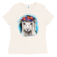 Bone Sunflower Sheep With Background Ladies Tee - RanaPortraitStore