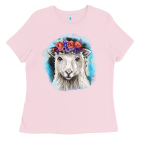 Bubblegum Pink Sunflower Sheep With Background Ladies Tee - RanaPortraitStore