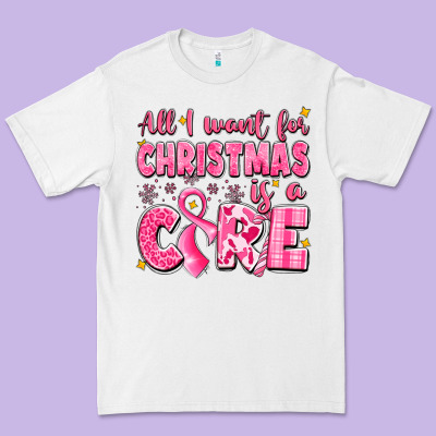 All I Want For Christmas Is A Cure Breast Cancer Premium Tee Designed By Lillyallendesigns
