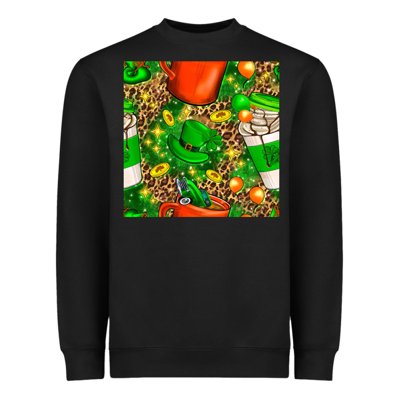 Coffee Cups St. Patrick's Day With Leopard Seamless Pattern Bbs Heavyweight Sweatshirt by BundleAndBundleShop | Teevron