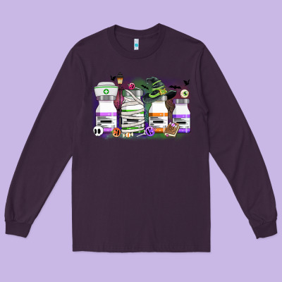Nurse Medicine Bottles Long Sleeve Tee Designed By Cowgirlartshop