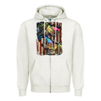 Oatmeal Heather American Flag With Bass Fish Zipper Hoodie - LillyAllenDesigns