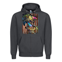 Smoke American Flag With Bass Fish Zipper Hoodie - LillyAllenDesigns