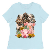 Baby Blue Western Pigs with Crosses Ladies Tee - LillyAllenDesigns